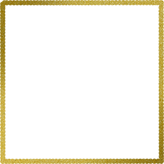 Gold square frame element with line border png.